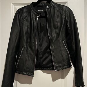 Express Women's Sleek Black  Faux Leather Jacket